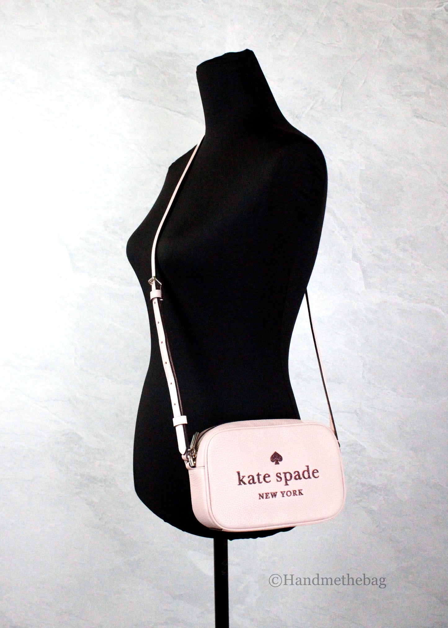 Kate Spade Mini Pink Embossed Leather Glitter Camera Bag